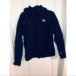 Black north face winter and rain jacket